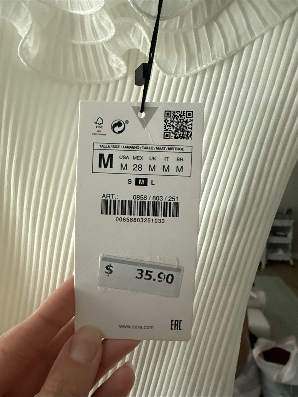 Zara White One-Shoulder Ruffle Ribbed Bodysuit - Picture 2 of 4